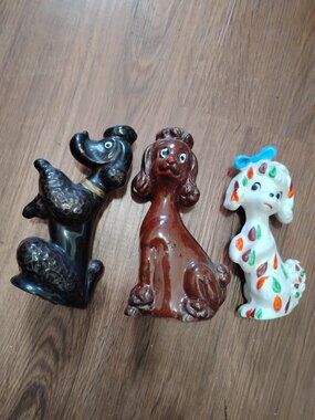 Vintage MCM Poodle Ceramic Figurines Japan (3)